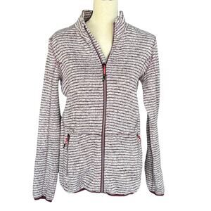 Killtec SZ 12 Fleece Jacket Full-Zip Womens Zip Pockets Stretch Striped Burgundy